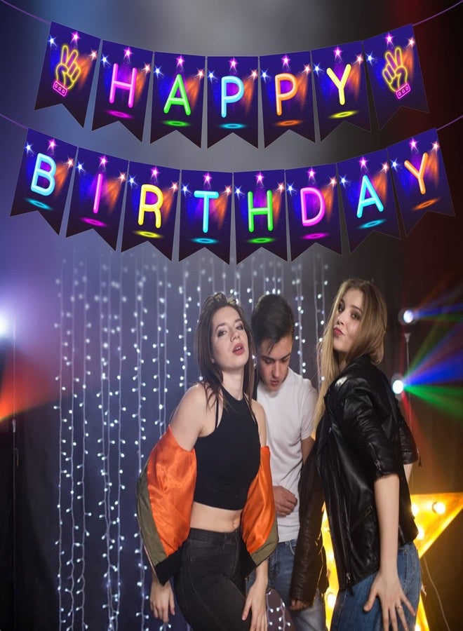 DodelyGz Neon Glow happy birthday banner,Glow in the Dark Birthday Party Decoration Banner for Kids Adults Let's Glow Happy Birthday Party Accessory - Image 4